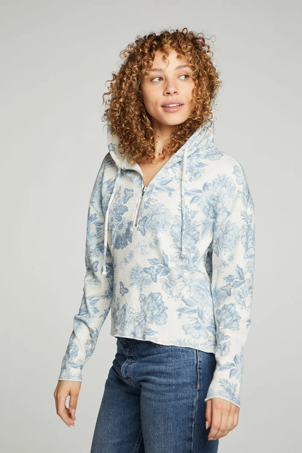 Cheap Long Sleeve Semi Cropped Zip Front Hoodie Women Outerwear|Tops