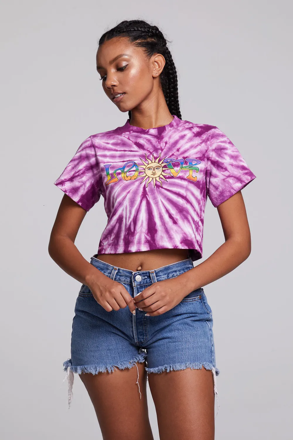 Fashion Love Sun Crop Crew Neck Tee Women Loungewear|Graphics