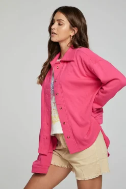 Hot Malone Button Down - Fuchsia Women Outerwear|Loungewear