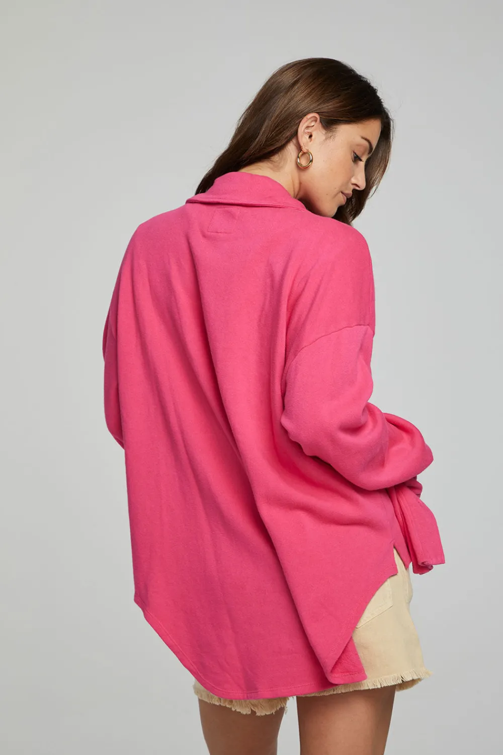 Hot Malone Button Down - Fuchsia Women Outerwear|Loungewear
