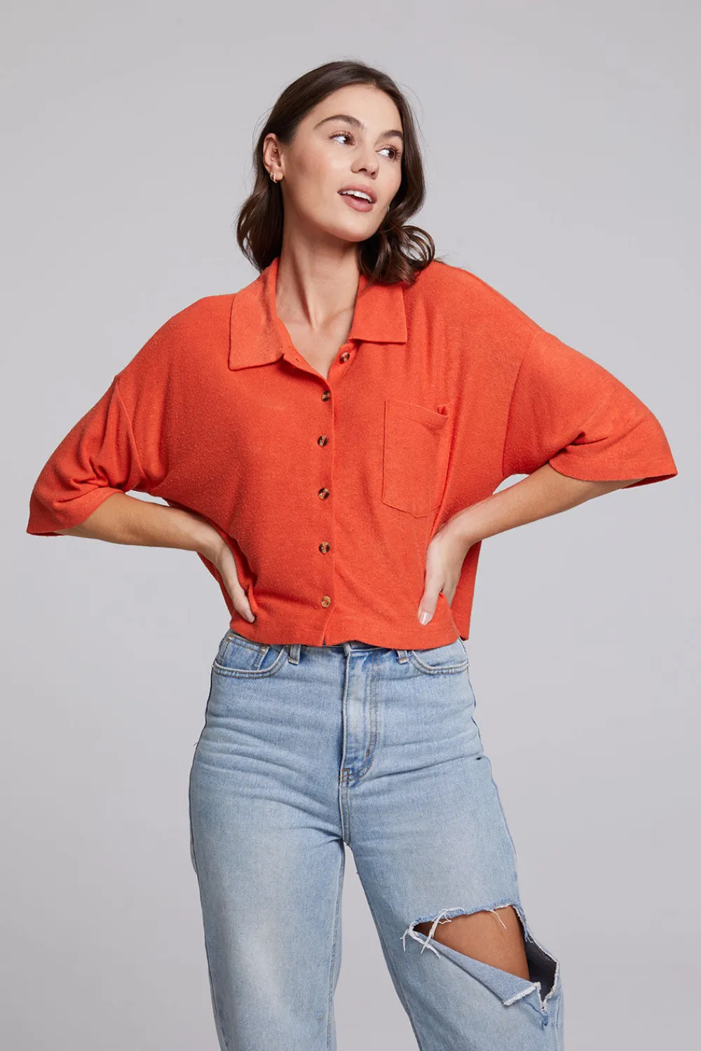 Fashion Marine Crop Button Down - Tigerlily Women Loungewear|Tops