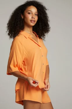 Online Marlin Tangerine Button Up Women Loungewear|Tops
