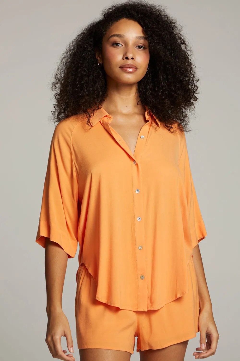 Online Marlin Tangerine Button Up Women Loungewear|Tops