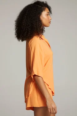 Online Marlin Tangerine Button Up Women Loungewear|Tops