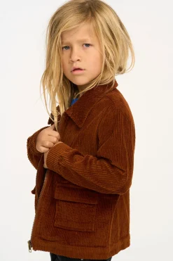 New Martin Walnut Brown Zip Up Corduroy Jacket Kids/BOY Boys
