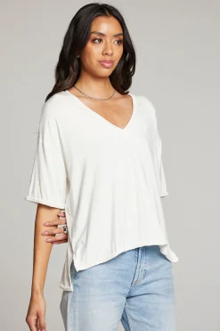 Clearance Mason White V Neck Women Loungewear|Tops