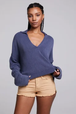 Shop Mercury Washed Indigo Crop Pullover Women Outerwear|Loungewear