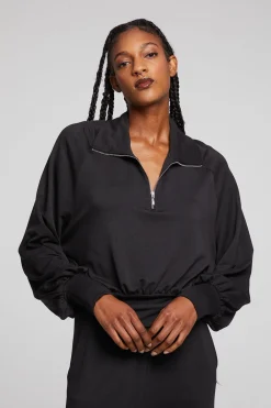New Midnight Licorice Half Zip Women Loungewear|Tops