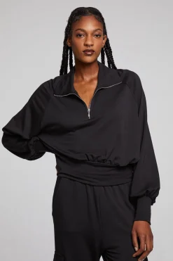 New Midnight Licorice Half Zip Women Loungewear|Tops