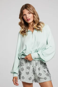 Online Midnight Matcha Half Zip Women Loungewear|Tops