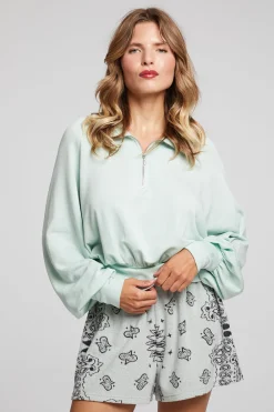 Online Midnight Matcha Half Zip Women Loungewear|Tops