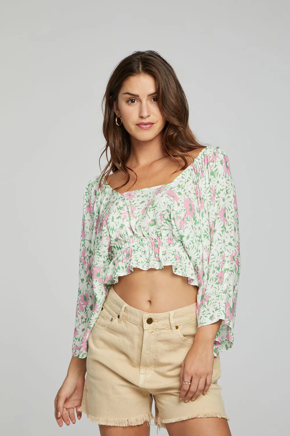 Store Monarch Crop Top - Grass Daisy Floral Women Outerwear|Loungewear