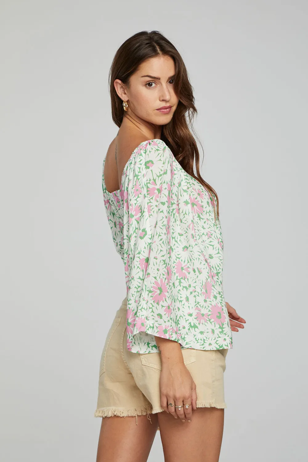 Store Monarch Crop Top - Grass Daisy Floral Women Outerwear|Loungewear
