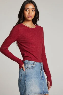 Hot Moonlight Blood Red Long Sleeve Women Loungewear|Tops