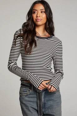 Online Moonlight Punk Stripe Long Sleeve Women Loungewear|Tops
