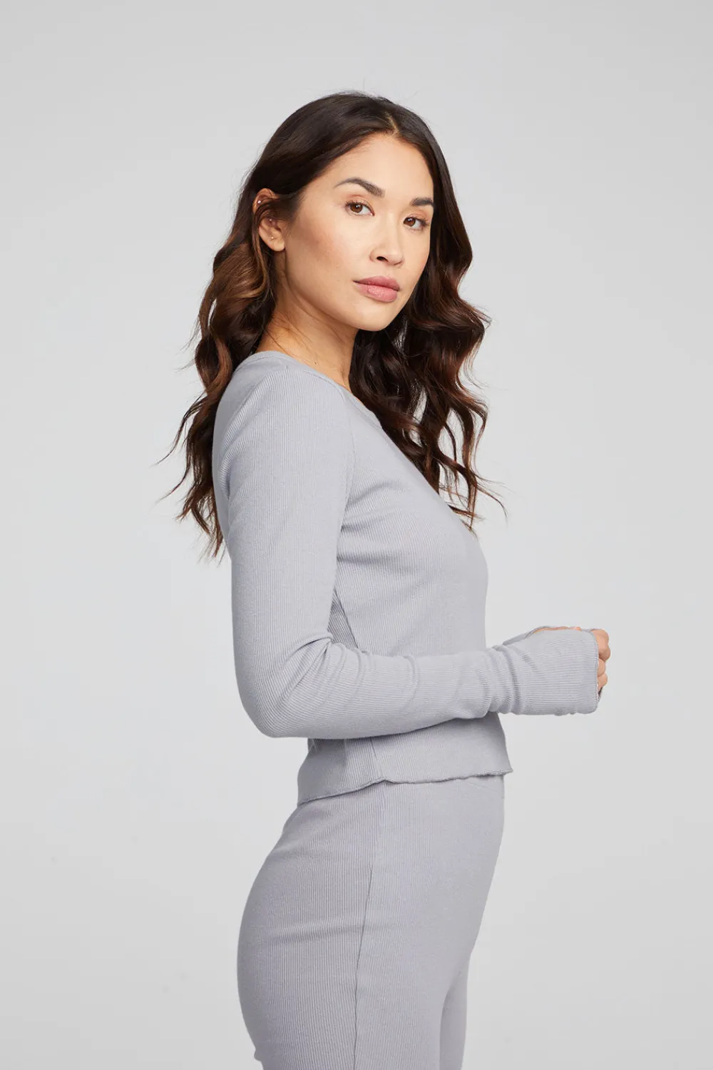 Hot Moonlight Silver Grey Long Sleeve Women Loungewear|Tops