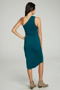 Outlet One Shoulder Shirred Cross Over Dress Women Dresses