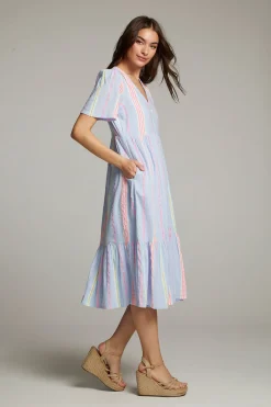 Store Orange South West Beach Stripe Midi Dress Women Loungewear|Dresses