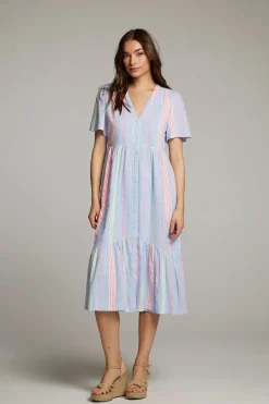 Store Orange South West Beach Stripe Midi Dress Women Loungewear|Dresses