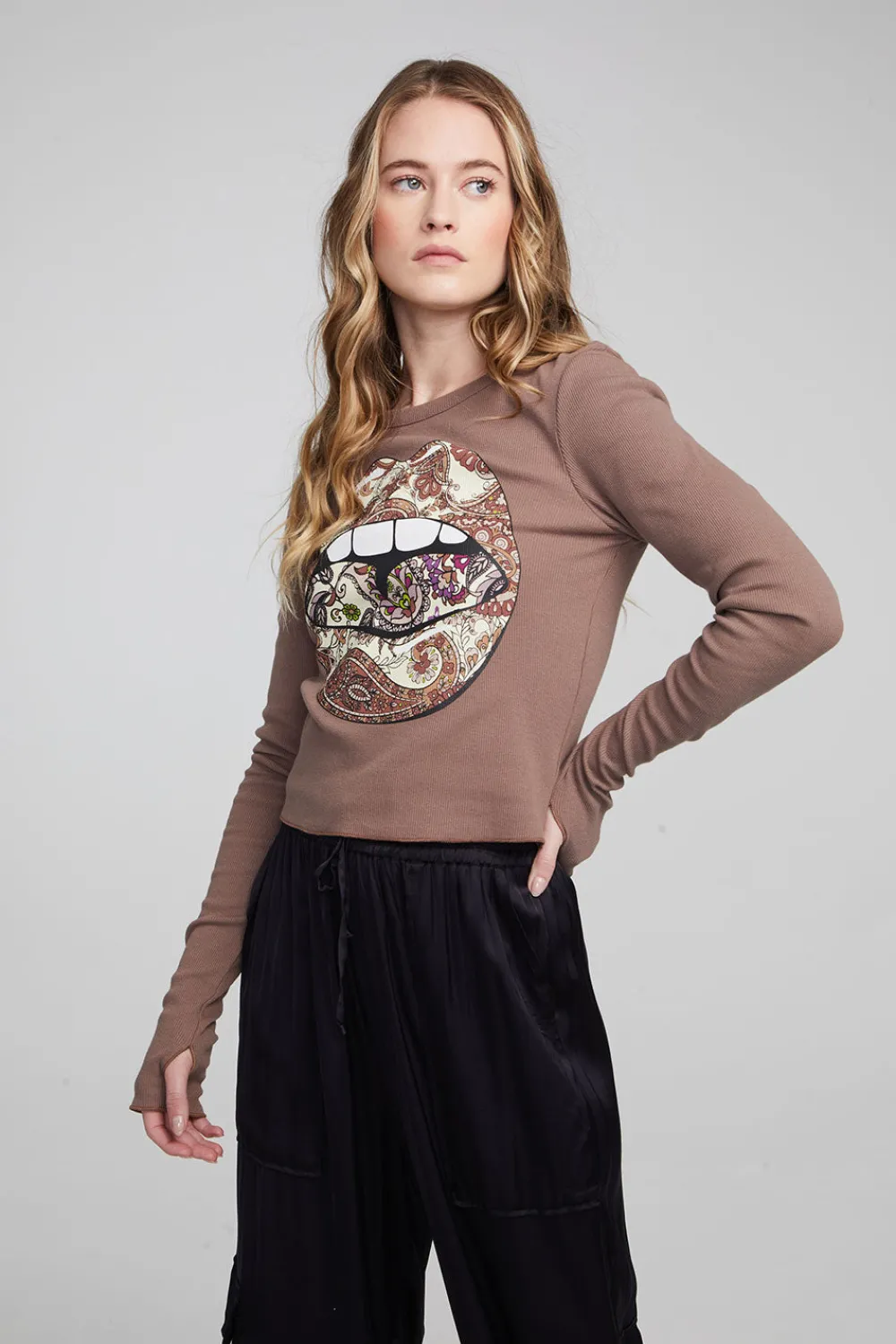 Flash Sale Paisley Lips Long Sleeve Women Loungewear|Graphics