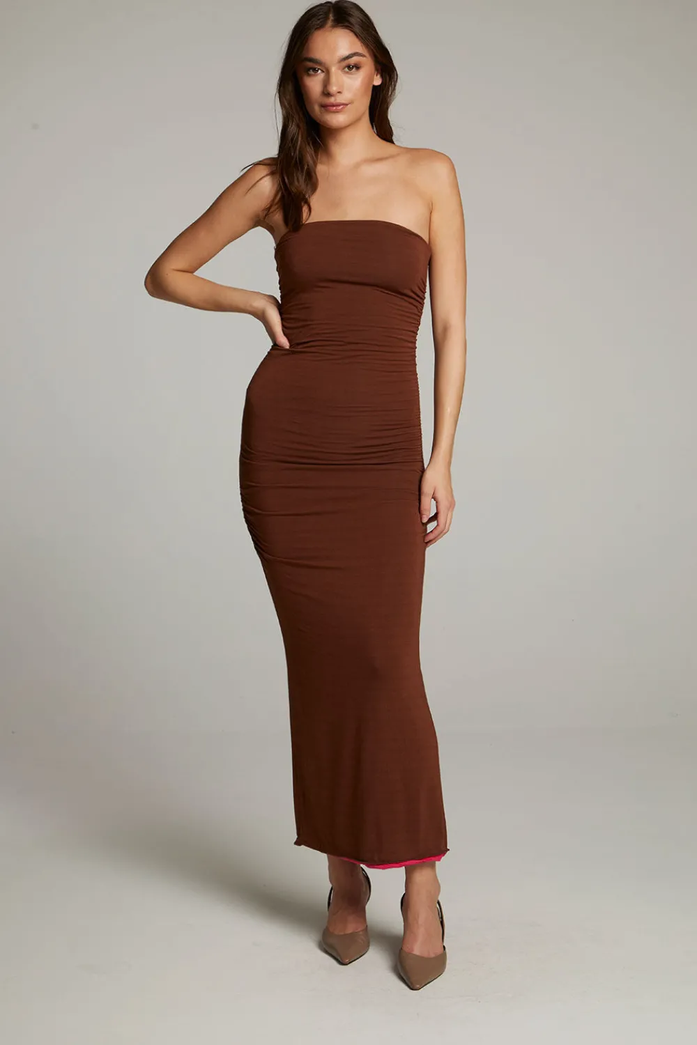Online Panama Coffee And Raspberry Reversible Midi Dress Women Loungewear|Dresses