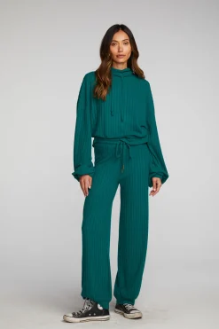 Discount Poor Boy Rib Knit Cropped Pullover With Elastic Waist & Sleeve Women Tops
