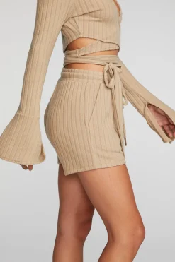 Store Poor Boy Rib Shorts With Shoestring Tie Women Loungewear|Bottoms