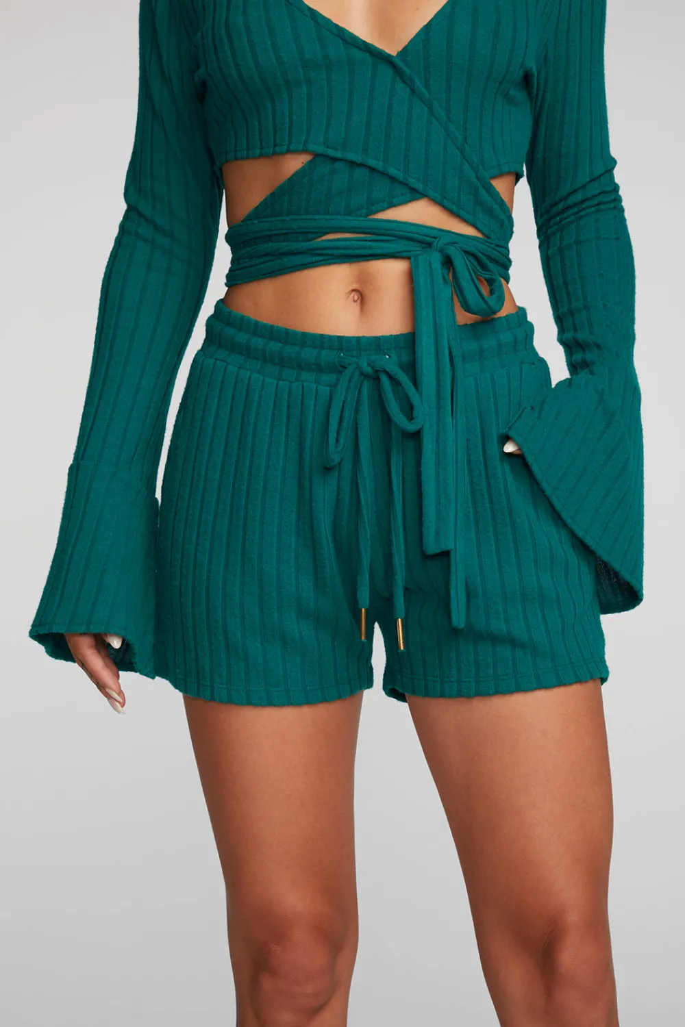 Store Poor Boy Rib Shorts With Shoestring Tie Women Loungewear|Bottoms