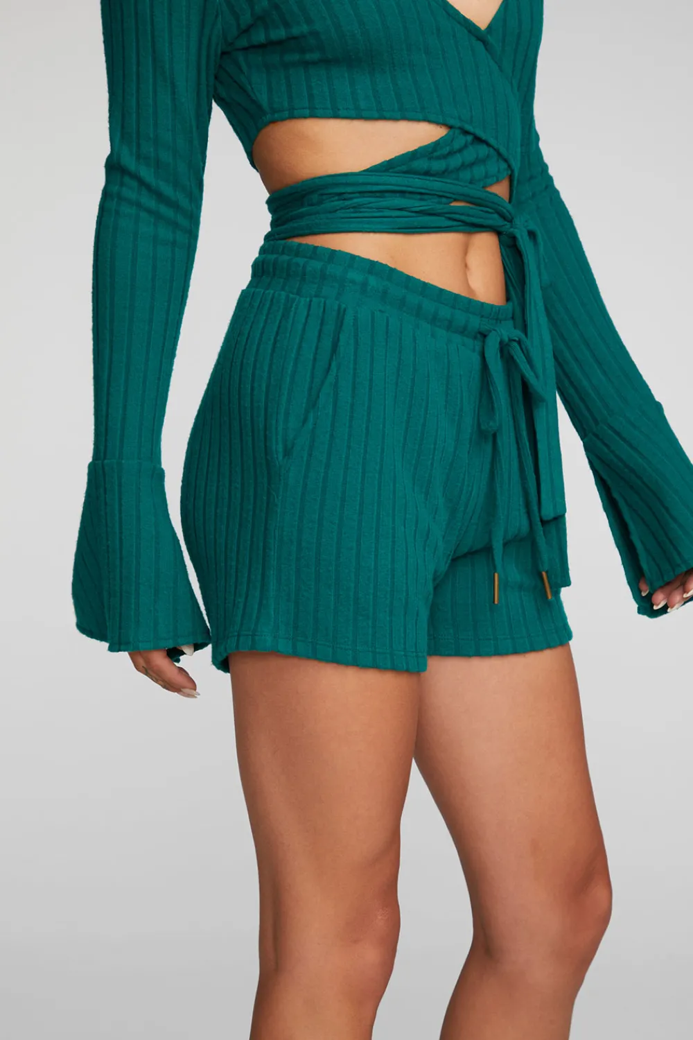 Store Poor Boy Rib Shorts With Shoestring Tie Women Loungewear|Bottoms