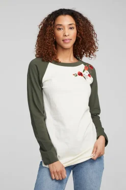 Clearance Poppy Embroidery Football Long Sleeve Women Loungewear|Graphics