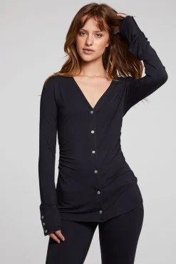 Outlet Priscilla Licorice Long Sleeve Women Loungewear|Tops