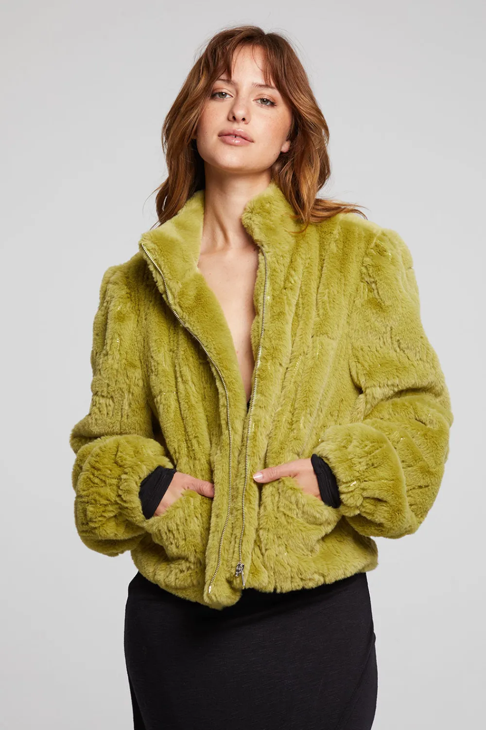 Flash Sale Puff Sleeve Green Olive Jacket Women Outerwear|Loungewear