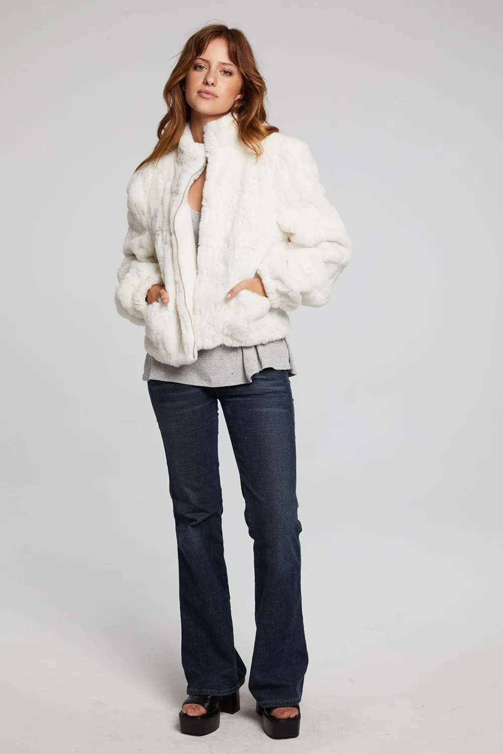 Online Puff Sleeve Starry White Jacket Women Outerwear|Loungewear