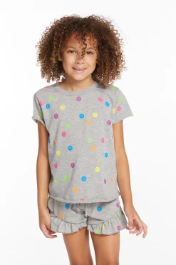 Best Sale Rainbow Smiles Girls Crew Neck Tee Kids Girls