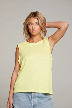 New Raw Edge Lemon Muscle Tank Women Loungewear|Tops