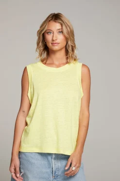 New Raw Edge Lemon Muscle Tank Women Loungewear|Tops