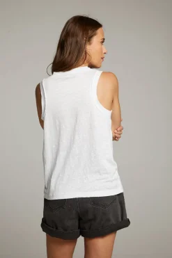 Sale Raw Edge White Muscle Tank Women Loungewear|Tops