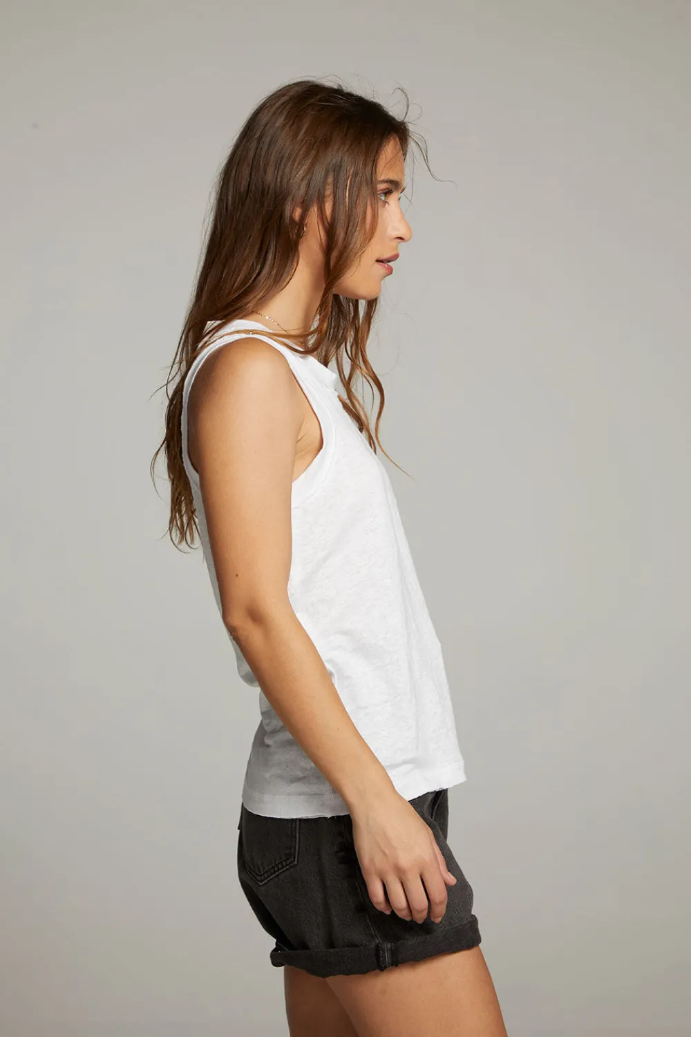 Sale Raw Edge White Muscle Tank Women Loungewear|Tops
