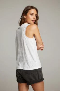 Sale Raw Edge White Muscle Tank Women Loungewear|Tops