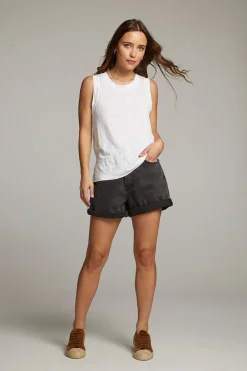 Sale Raw Edge White Muscle Tank Women Loungewear|Tops