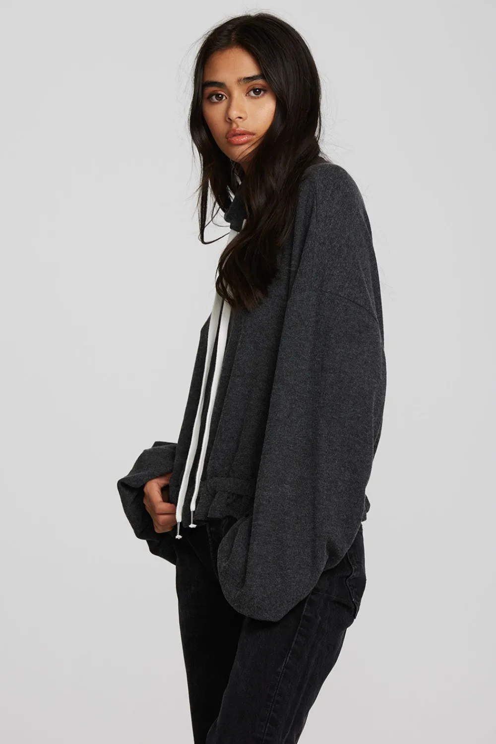 Cheap Recycled Bliss Knit Cropped Pullover With Elastic Waist & Sleeve Women Tops