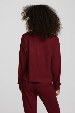 New Recycled Bliss Knit Long Sleeve Henley With Rib Women Loungewear|Tops