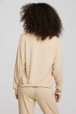 Cheap Recycled Bliss Knit Long Sleeve Henley With Rib Women Loungewear|Tops