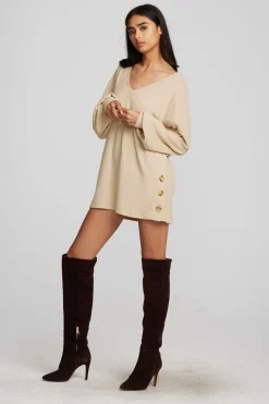 Hot Recycled Bliss Knit V-neck Tunic With Button Side Seam Women Tops
