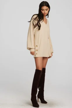 Hot Recycled Bliss Knit V-neck Tunic With Button Side Seam Women Tops