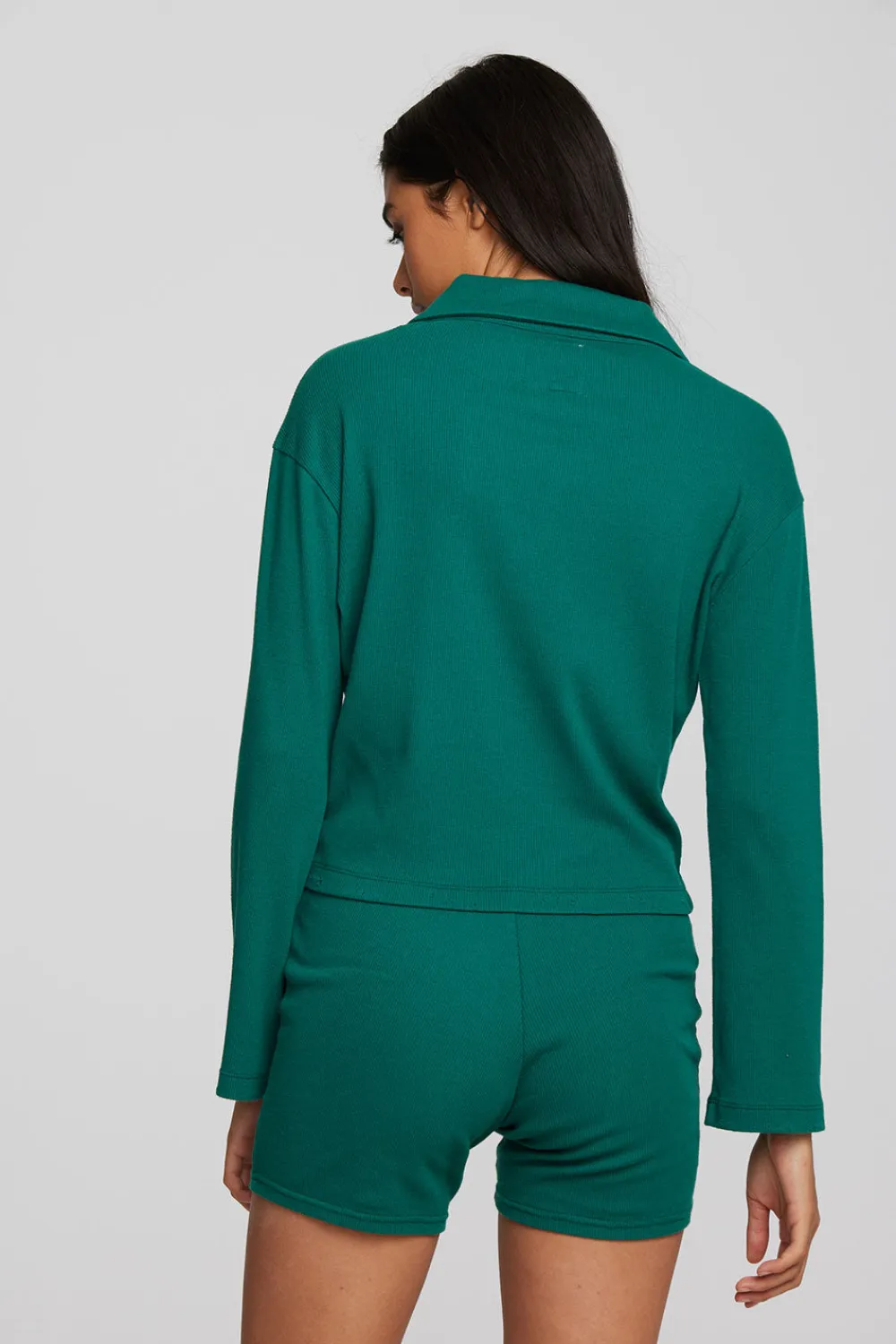Flash Sale Recycled Vintage Rib Cropped Polo With Distressed Detail Long Sleeve Women Tops