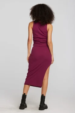 Cheap Recycled Vintage Rib Midi Skirt With Shirring And Side Slit Women Bottoms