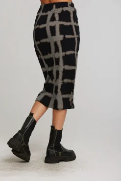 Online Recycled Vintage Rib Midi Skirt With Shirring And Side Slit Women Bottoms