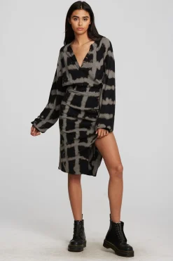 Best Sale Recycled Vintage Rib Midi Dress With Shirring And Side Slit Women Loungewear|Dresses