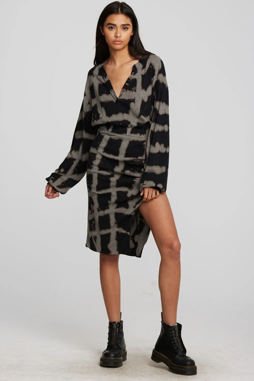 Best Sale Recycled Vintage Rib Midi Dress With Shirring And Side Slit Women Loungewear|Dresses